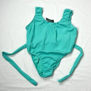 NWT Boohoo Plus Size 22 Mint Green Swimsuit Crinkle Belted Scoop Neck BNWT New